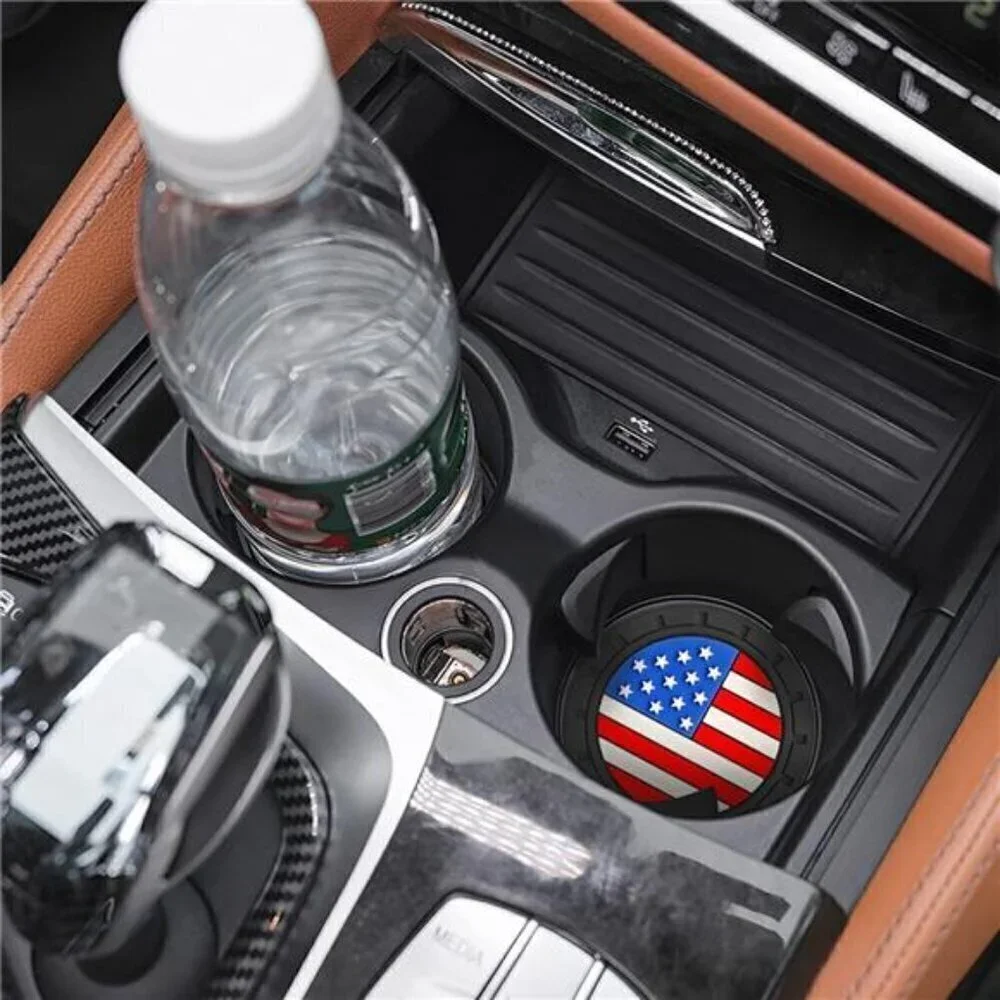American Flag Car Cup Coasters 4-Pack Cup Holder Anti Slip Rubber Vehicle